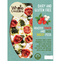 Buy Vegan Food Online | UK Delivery, Thin & Crispy Stonebaked Dairy Gluten Free Pizza, slow roasted cherry tomatoes, dairy free sheese, basil dressing